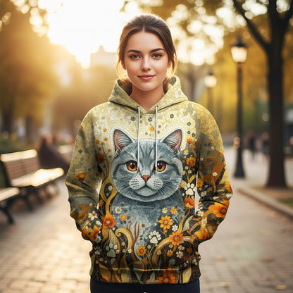 Custom Cat Mosaic Art Hoodie – Personalized Pet Photo Hoodie, Custom Pet Portrait Sweater, Gift for Cat Lovers, Custom Cat Clothing Style 5
