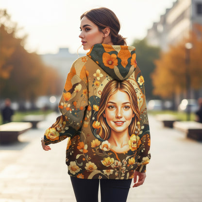 Women’s Custom Face Mosaic Art Hoodie – Personalized Portrait Hoodie from Photo, Artistic Mosaic Style Custom Hoodie Gift for Her Style 3