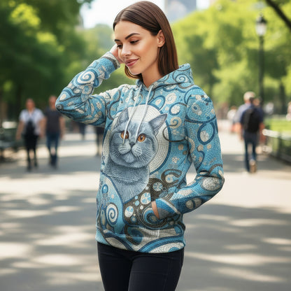 Custom Cat Mosaic Art Hoodie – Personalized Pet Photo Hoodie, Custom Pet Portrait Sweater, Gift for Cat Lovers, Custom Cat Clothing Style 4