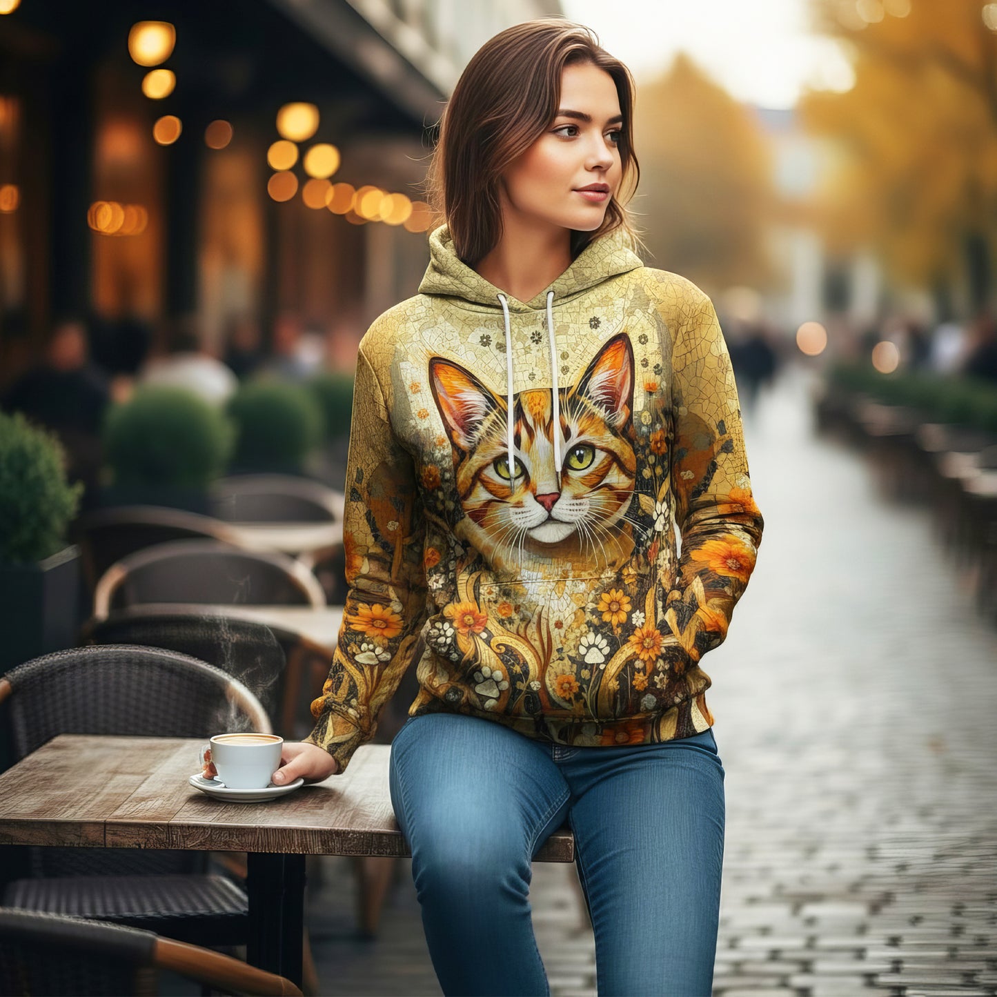 Custom Cat Mosaic Art Hoodie – Personalized Pet Photo Hoodie, Custom Pet Portrait Sweater, Gift for Cat Lovers, Custom Cat Clothing Style 3