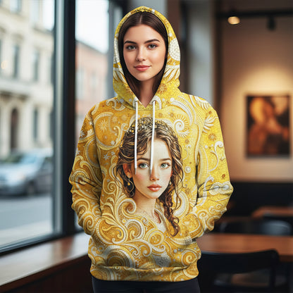 Women’s Custom Face Mosaic Art Hoodie – Personalized Portrait Hoodie from Photo, Artistic Mosaic Style Custom Hoodie Gift for Her Style 2