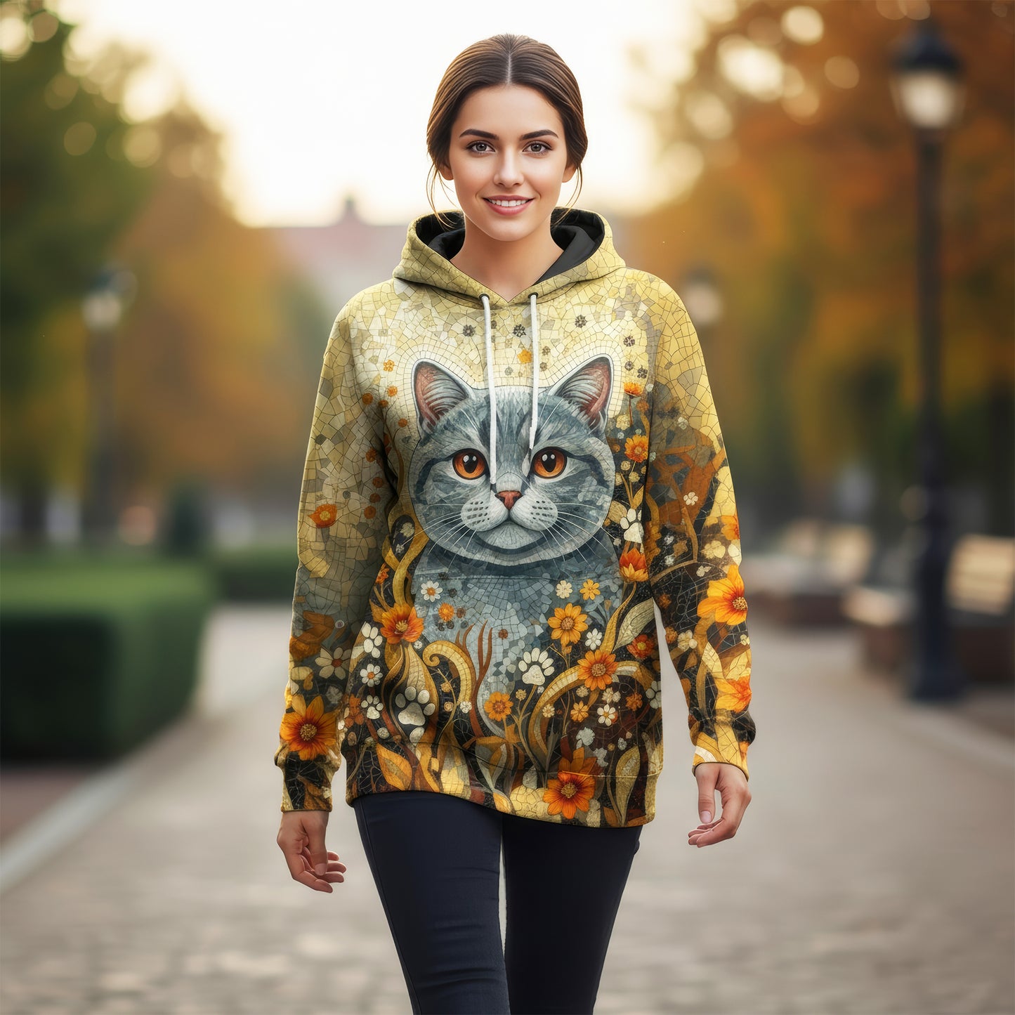 Custom Cat Mosaic Art Hoodie – Personalized Pet Photo Hoodie, Custom Pet Portrait Sweater, Gift for Cat Lovers, Custom Cat Clothing Style 5