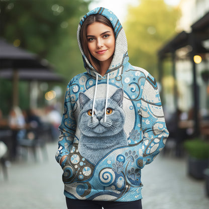 Custom Cat Mosaic Art Hoodie – Personalized Pet Photo Hoodie, Custom Pet Portrait Sweater, Gift for Cat Lovers, Custom Cat Clothing Style 4