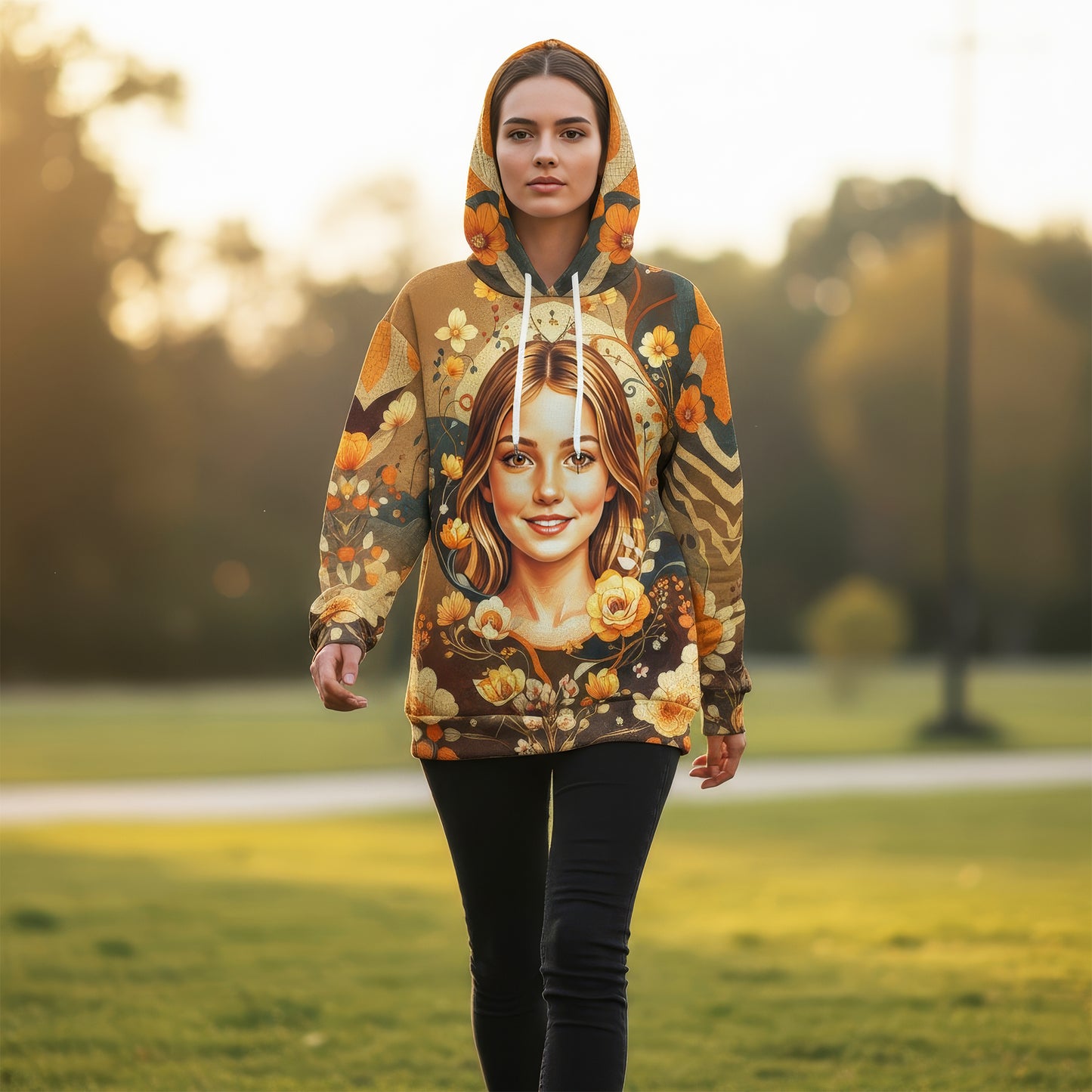 Women’s Custom Face Mosaic Art Hoodie – Personalized Portrait Hoodie from Photo, Artistic Mosaic Style Custom Hoodie Gift for Her Style 3