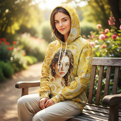 Women’s Custom Face Mosaic Art Hoodie – Personalized Portrait Hoodie from Photo, Artistic Mosaic Style Custom Hoodie Gift for Her Style 2
