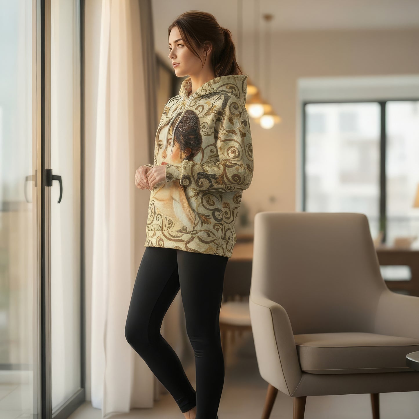 Women’s Custom Face Mosaic Art Hoodie – Personalized Portrait Hoodie from Photo, Artistic Mosaic Style Custom Hoodie Gift for Her Style 1