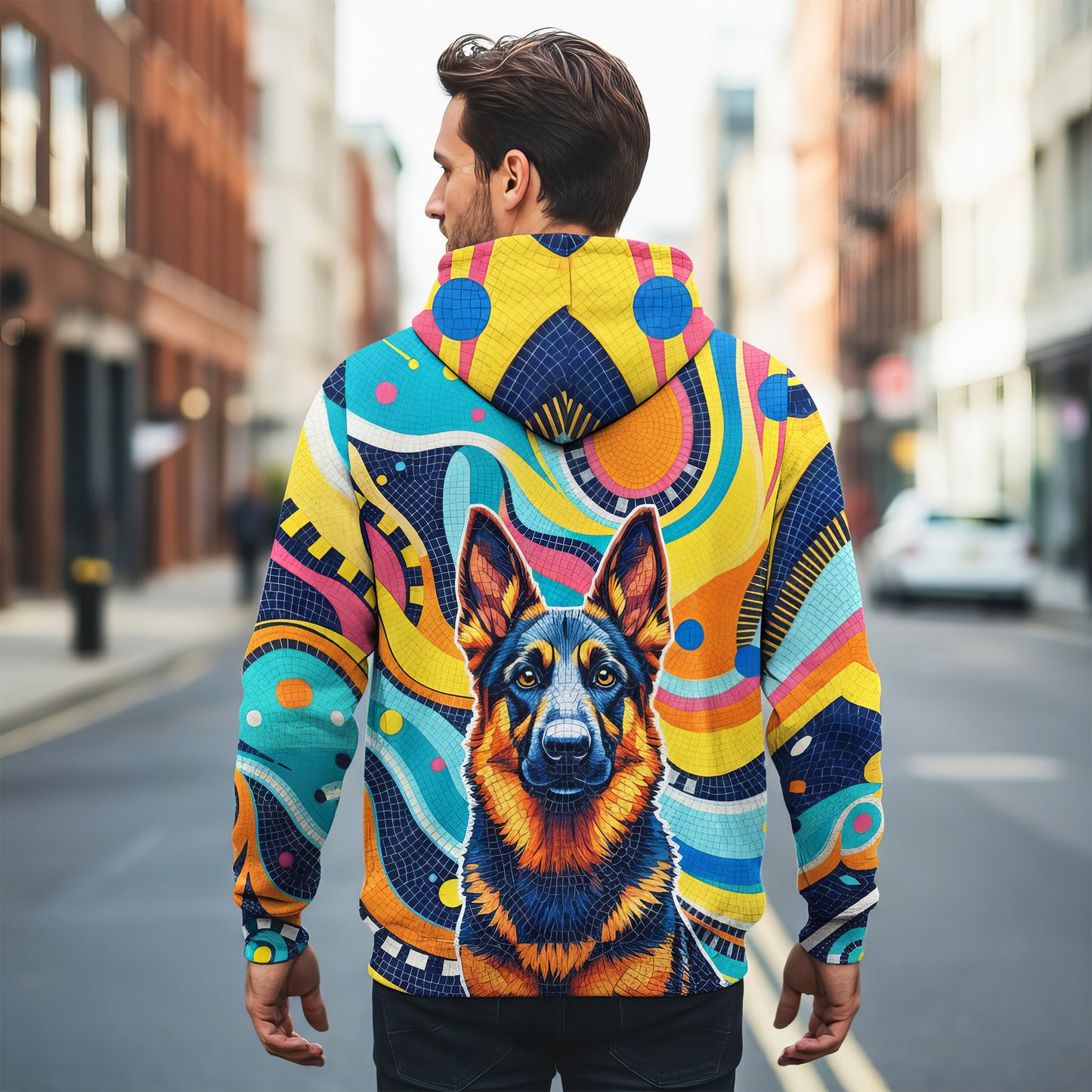 Custom Dog Mosaic Art Hoodie – Personalized Pet Portrait Hoodie from Your Photo | Unique Dog Lover Gift Style 2