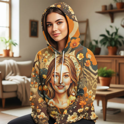 Women’s Custom Face Mosaic Art Hoodie – Personalized Portrait Hoodie from Photo, Artistic Mosaic Style Custom Hoodie Gift for Her Style 3