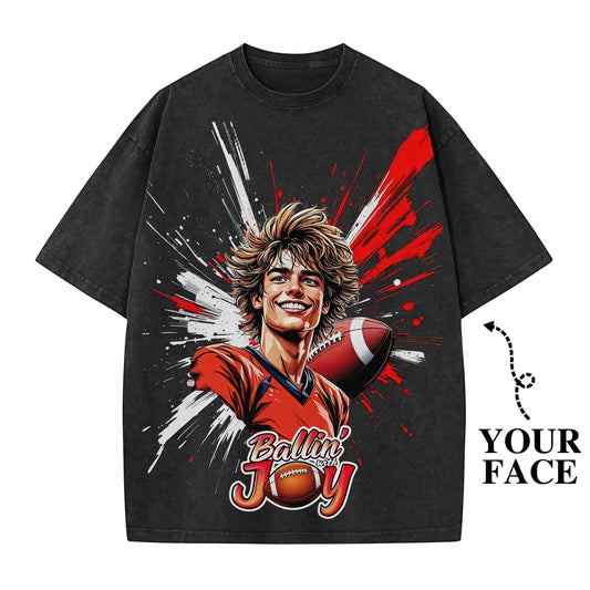 Custom Portrait Shirt – Ballin' With Joy – Personalized Graffiti Face Tee – Bright Urban Style Gift for Him/Her