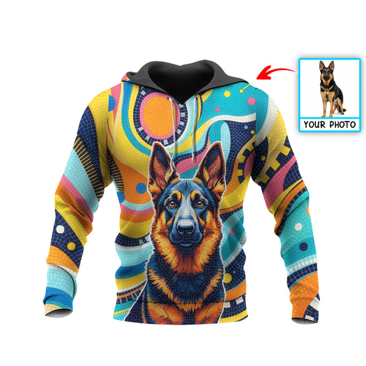 Custom Dog Mosaic Art Hoodie – Personalized Pet Portrait Hoodie from Your Photo | Unique Dog Lover Gift Style 2