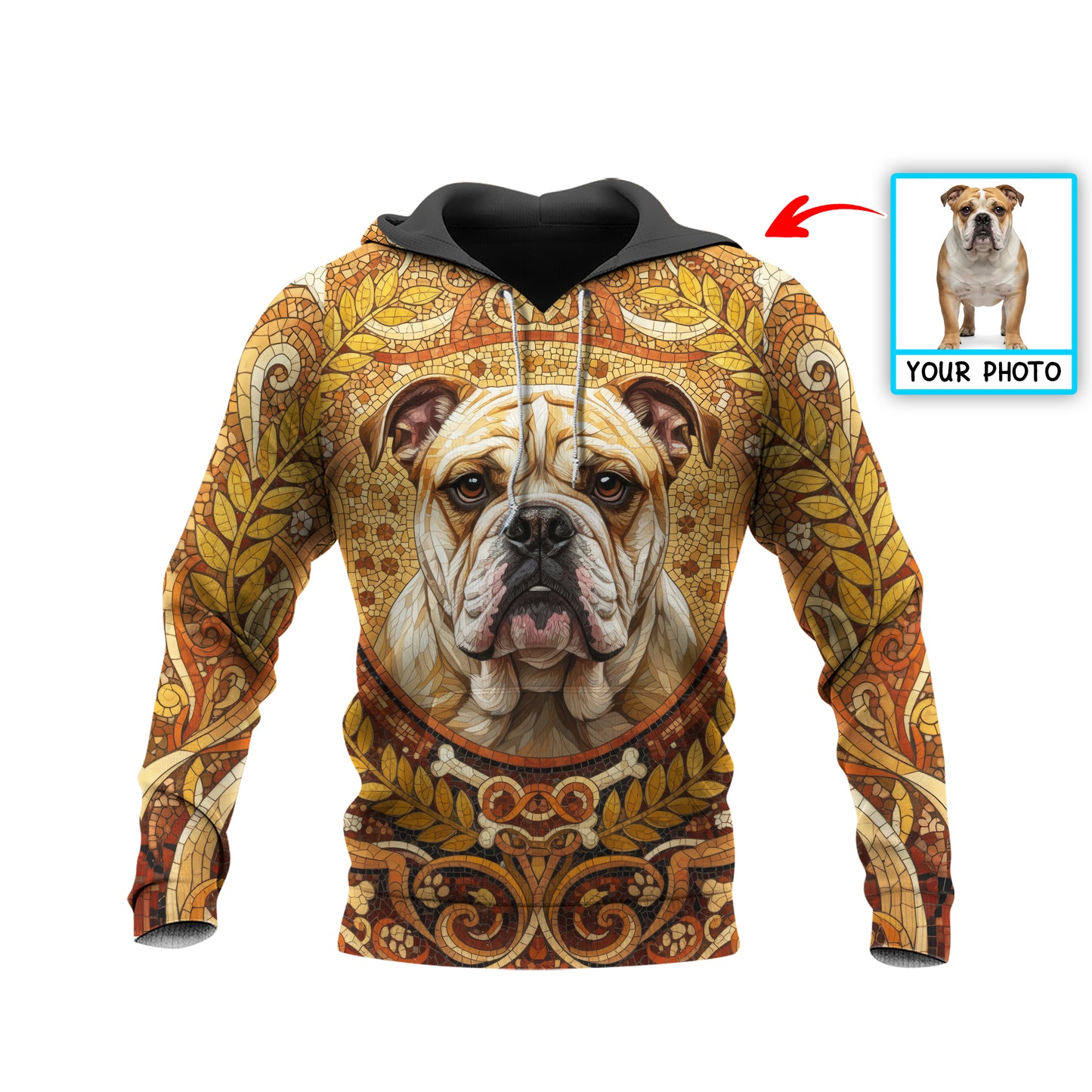 Custom Dog Mosaic Art Hoodie – Personalized Pet Portrait Hoodie from Your Photo | Unique Dog Lover Gift Style 1
