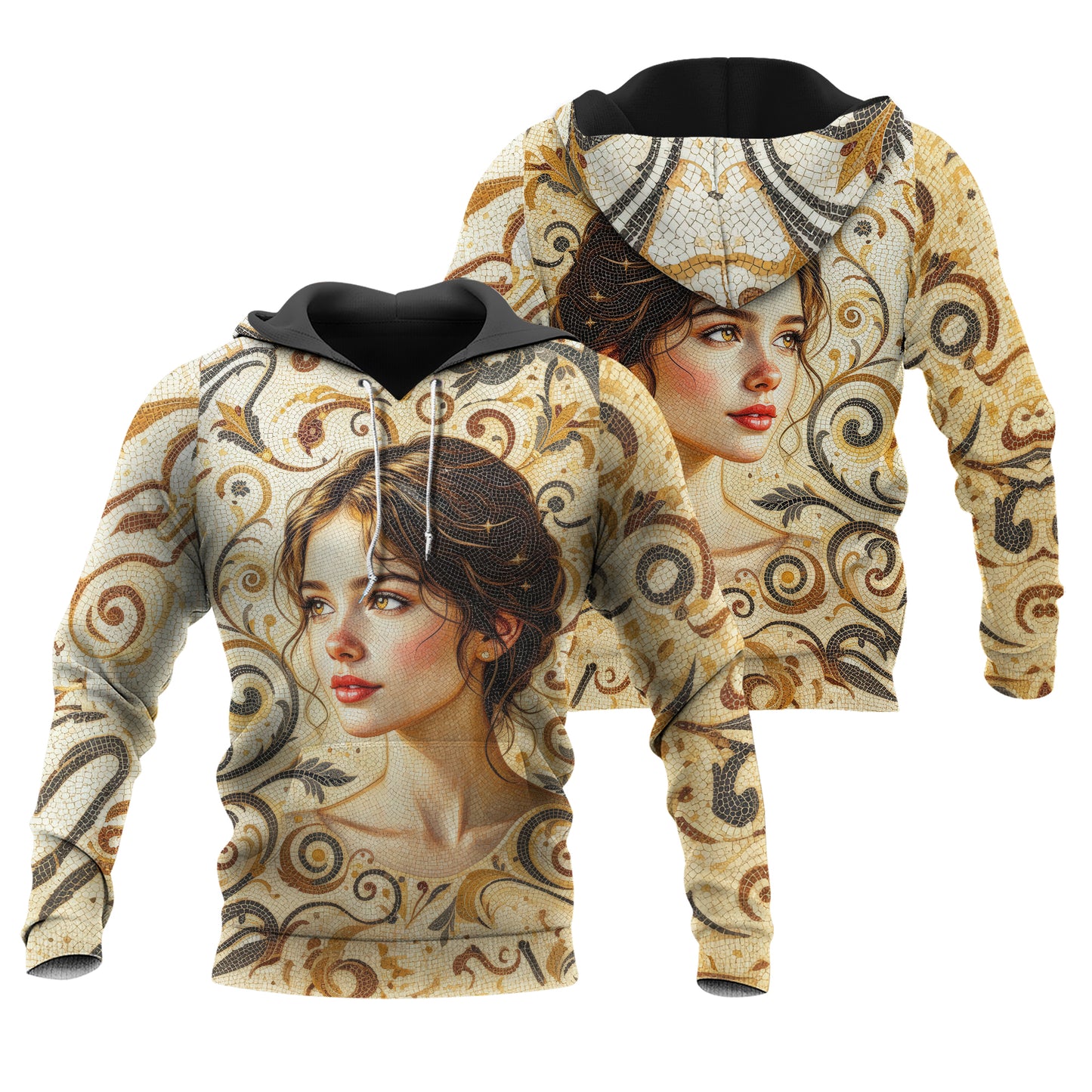 Women’s Custom Face Mosaic Art Hoodie – Personalized Portrait Hoodie from Photo, Artistic Mosaic Style Custom Hoodie Gift for Her Style 1