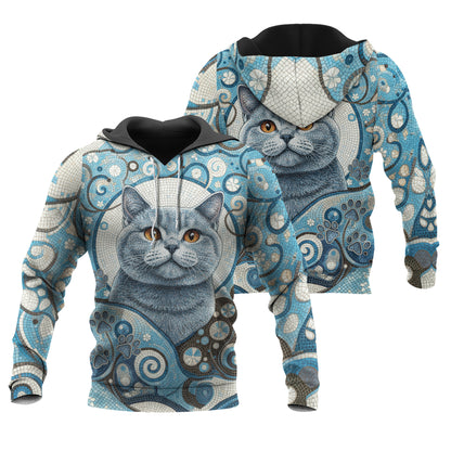 Custom Cat Mosaic Art Hoodie – Personalized Pet Photo Hoodie, Custom Pet Portrait Sweater, Gift for Cat Lovers, Custom Cat Clothing Style 4