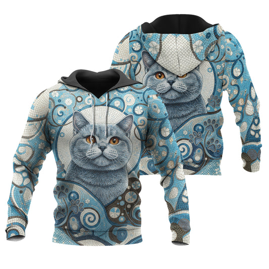 Custom Cat Mosaic Art Hoodie – Personalized Pet Photo Hoodie, Custom Pet Portrait Sweater, Gift for Cat Lovers, Custom Cat Clothing Style 4