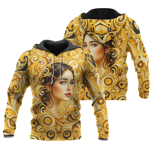 Women’s Custom Face Mosaic Art Hoodie – Personalized Portrait Hoodie from Photo, Artistic Mosaic Style Custom Hoodie Gift for Her Style 4