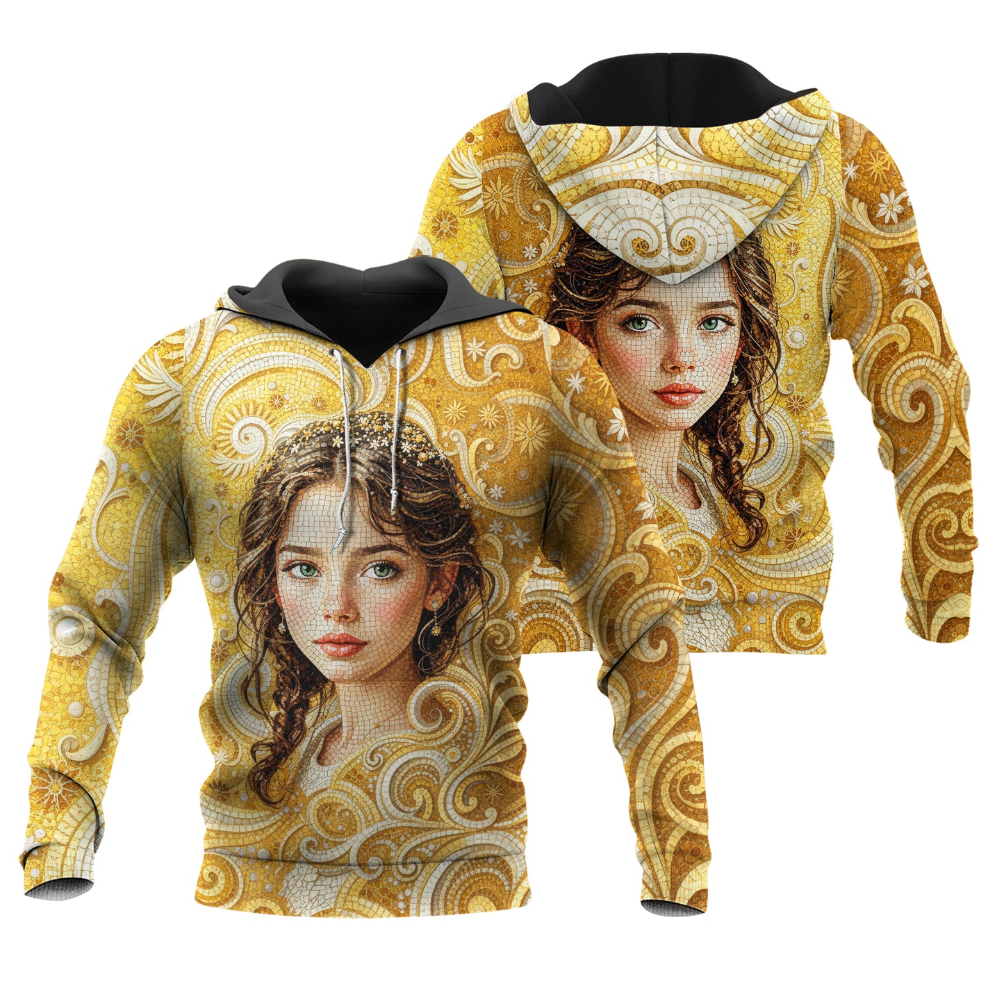 Women’s Custom Face Mosaic Art Hoodie – Personalized Portrait Hoodie from Photo, Artistic Mosaic Style Custom Hoodie Gift for Her Style 2