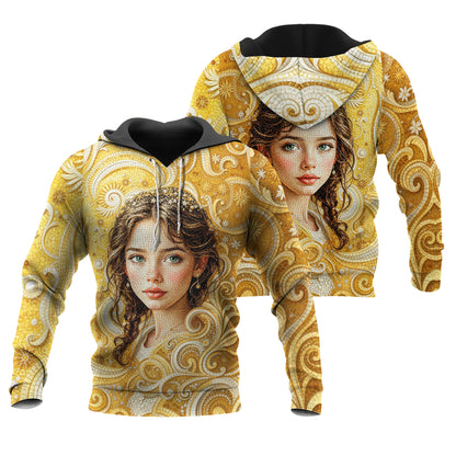 Women’s Custom Face Mosaic Art Hoodie – Personalized Portrait Hoodie from Photo, Artistic Mosaic Style Custom Hoodie Gift for Her Style 2