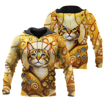 Custom Cat Mosaic Art Hoodie – Personalized Pet Photo Hoodie, Custom Pet Portrait Sweater, Gift for Cat Lovers, Custom Cat Clothing Style 2