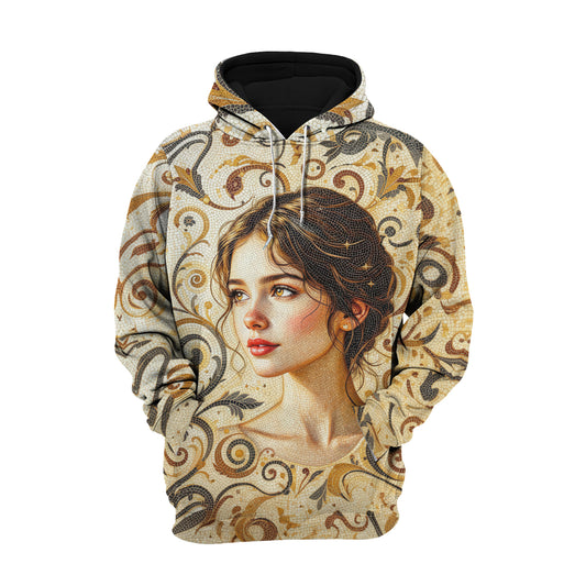 Women’s Custom Face Mosaic Art Hoodie – Personalized Portrait Hoodie from Photo, Artistic Mosaic Style Custom Hoodie Gift for Her Style 1