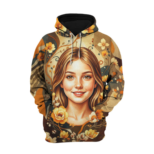 Women’s Custom Face Mosaic Art Hoodie – Personalized Portrait Hoodie from Photo, Artistic Mosaic Style Custom Hoodie Gift for Her Style 3