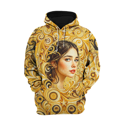 Women’s Custom Face Mosaic Art Hoodie – Personalized Portrait Hoodie from Photo, Artistic Mosaic Style Custom Hoodie Gift for Her Style 4