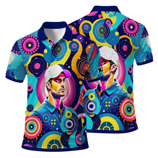 HomyGifts Custom Face Polo Shirt – Personalized Abstract Geometric Art Photo Shirt, Unique Gift for Him & Her