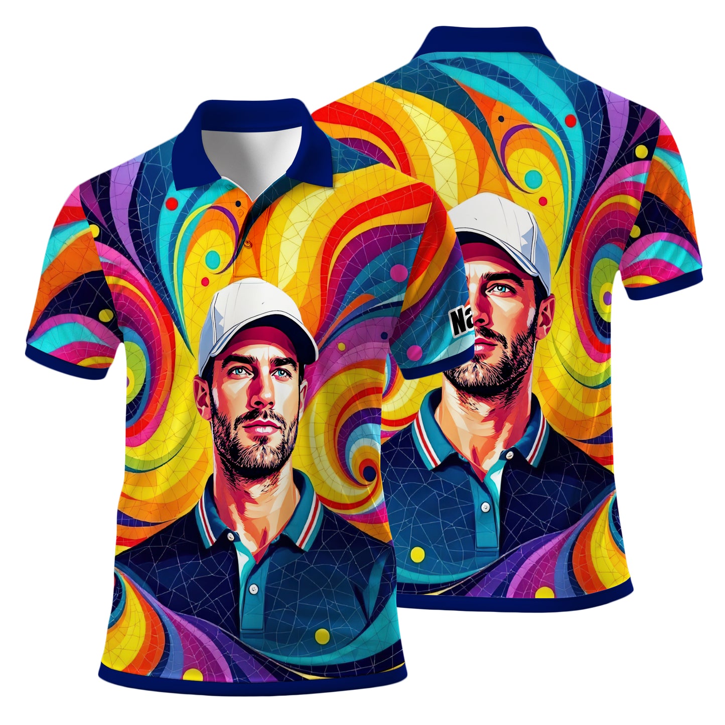 Personalized Mosaic Portrait Polo — Custom Face Mosaic Art Style Shirt Style 18