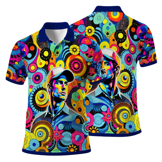 HomyGifts Custom Face Polo Shirt – Personalized Abstract Geometric Art Photo Shirt, Unique Gift for Him & Her