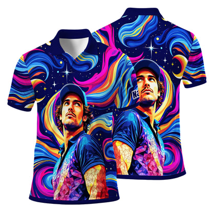 HomyGifts Men's Customized Face Artistic Golf Polo Shirt, Mosaic Art Style, Unique Personalized Golf Polo For Men Style 1