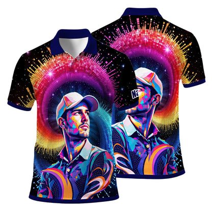 HomyGifts Men's Customized Face Artistic Golf Polo Shirt, Mosaic Art Style, Unique Personalized Golf Polo For Men