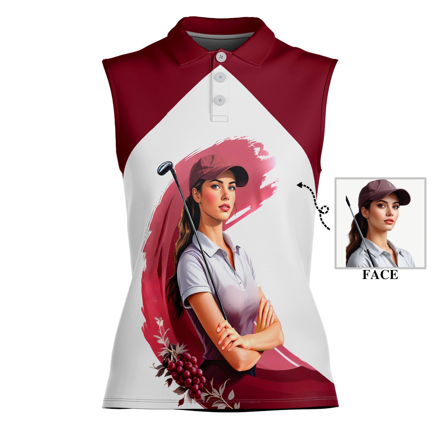 Golf & Wine Kind of Women's Custom Sleeveless Golf Polo Shirt - Stylish Golf Apparel for Women Style 4