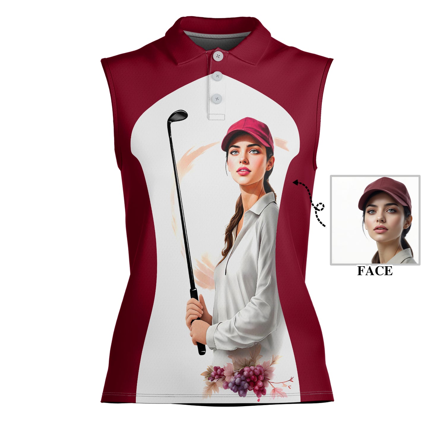 Golf & Wine Kind of Women's Custom Sleeveless Golf Polo Shirt - Stylish Golf Apparel for Women Style 12