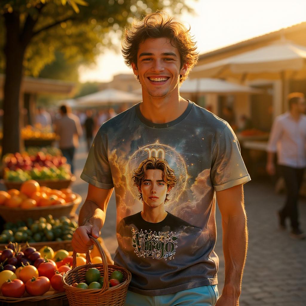 Custom Zodiac Shirt - Surreal Cosmic Art Tee with Your Face | Leo | Personalized Horoscope Gift