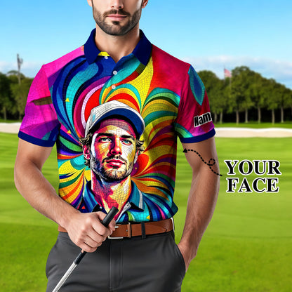 Personalized Mosaic Portrait Polo — Custom Face Mosaic Art Style Shirt Style 8