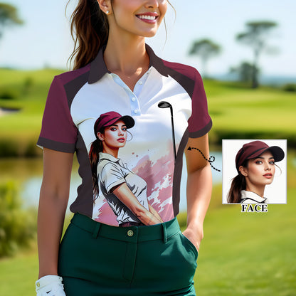 Golf & Wine Kind of Girl Women's Polo Shirt - Stylish Golf Apparel for Women Style 9