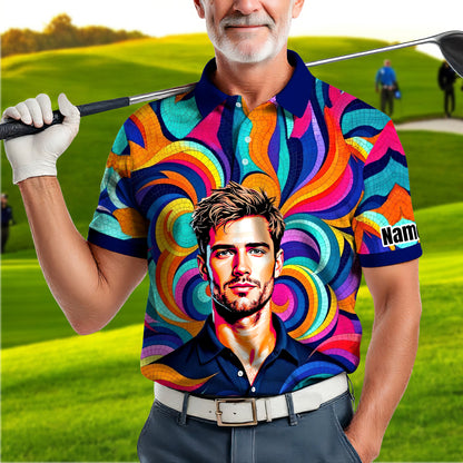 Personalized Mosaic Portrait Polo — Custom Face Mosaic Art Style Shirt Style 10