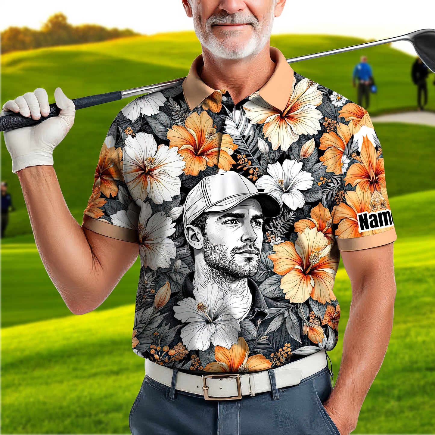 Custom Face Tropical Floral Polo Shirt – Personalized Summer Shirt, Fun Beach Vacation Gift, Unique Tropical Party Outfit Style 2