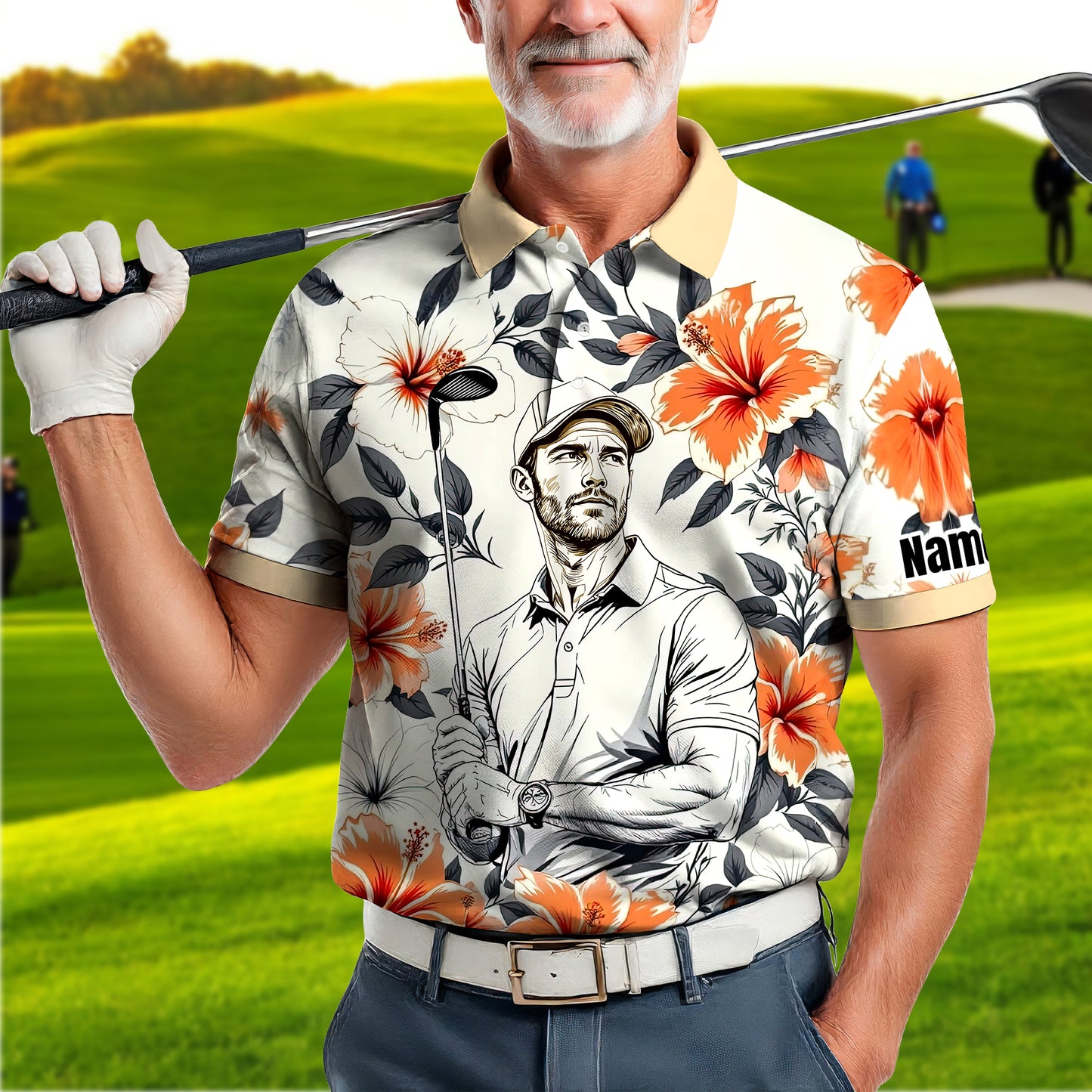 Custom Face Tropical Floral Polo Shirt – Personalized Summer Shirt, Fun Beach Vacation Gift, Unique Tropical Party Outfit Style 6