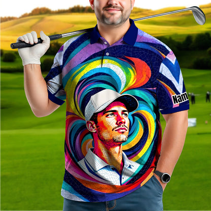 Personalized Mosaic Portrait Polo — Custom Face Mosaic Art Style Shirt Style 7