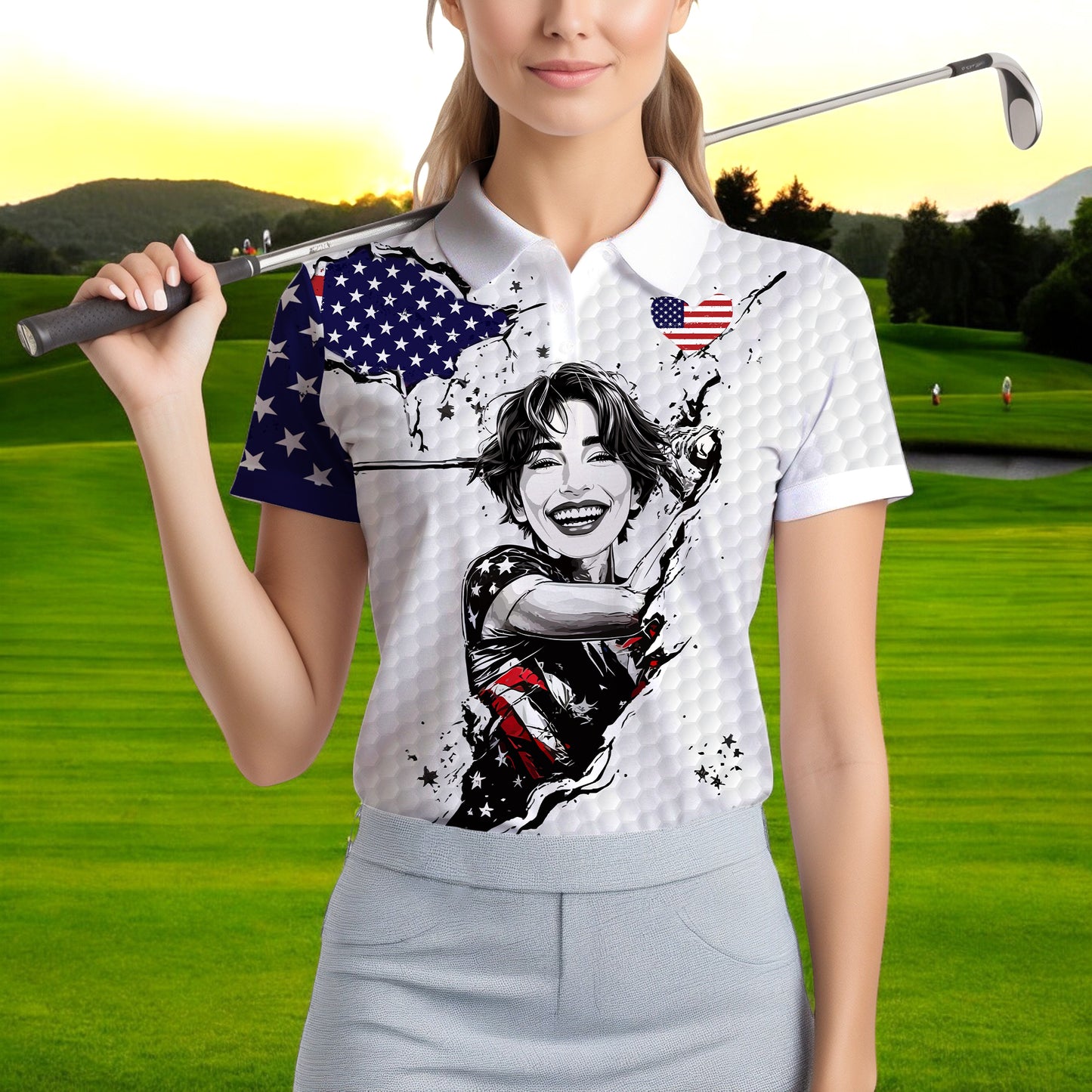 Personalized Face Polo for Women, Custom Women’s Golf Polo Shirt – The Ultimate Personalized Gift for Mother's Day & Father's Day 2025 Style 3