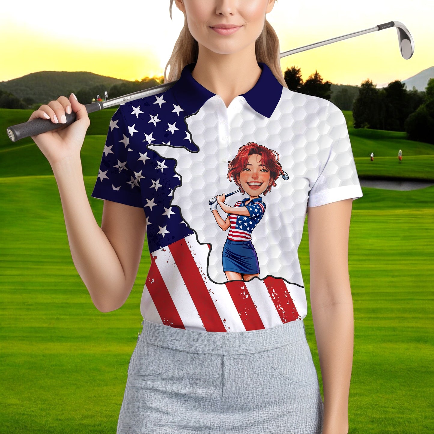 Personalized Face Polo for Women, Custom Women’s Golf Polo Shirt – The Ultimate Personalized Gift for Mother's Day & Father's Day 2025 Style 1