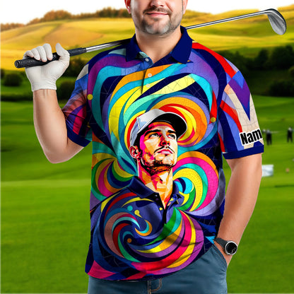 Personalized Mosaic Portrait Polo — Custom Face Mosaic Art Style Shirt Style 11