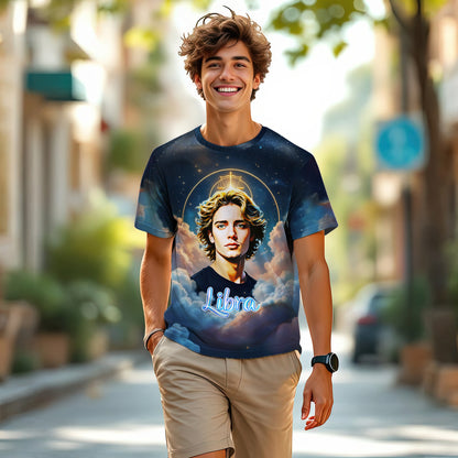 Custom Zodiac Shirt - Surreal Cosmic Art Tee with Your Face | Libra | Personalized Horoscope Gift
