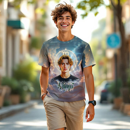 Custom Zodiac Shirt - Surreal Cosmic Art Tee with Your Face | Leo | Personalized Horoscope Gift