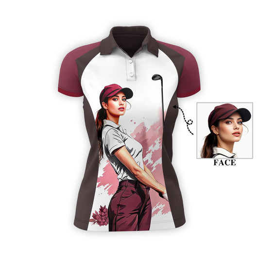 Golf & Wine Kind of Girl Women's Polo Shirt - Stylish Golf Apparel for Women Style 9