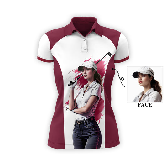 Golf & Wine Kind of Girl Women's Polo Shirt - Stylish Golf Apparel for Women Style 7