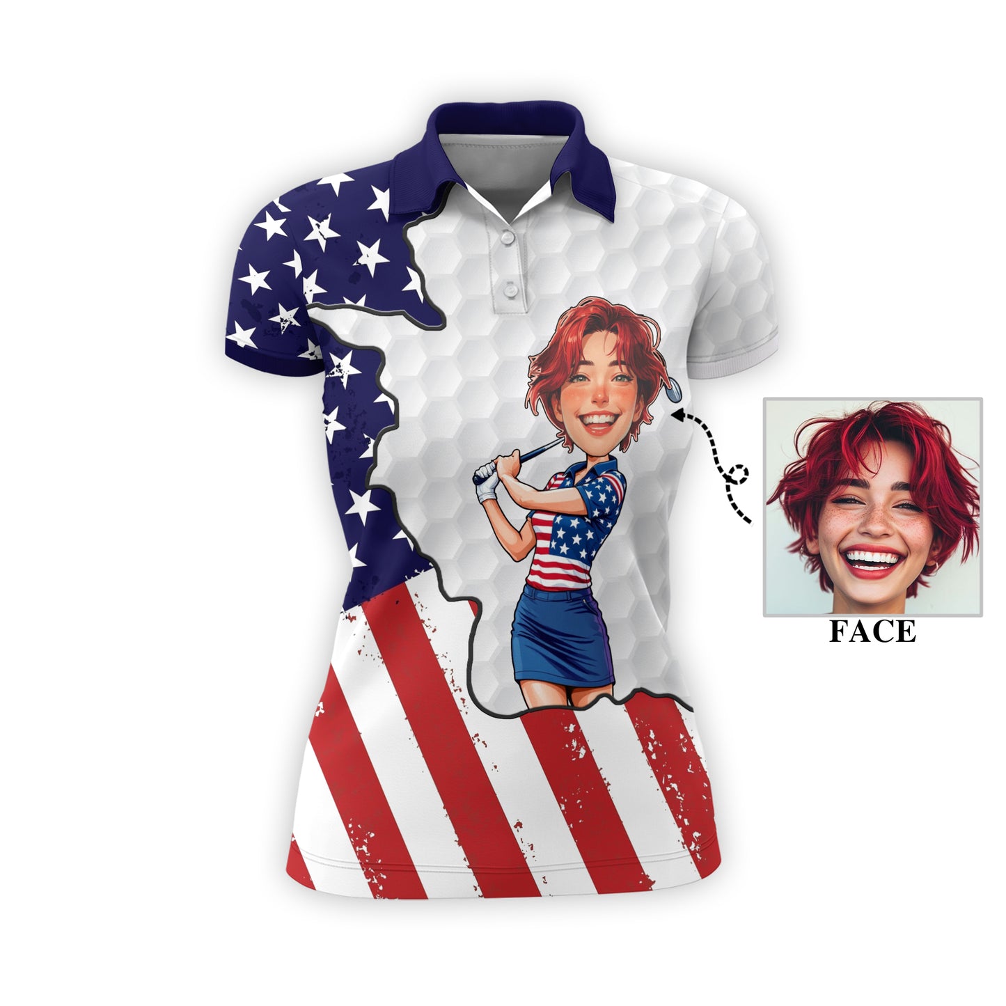 Personalized Face Polo for Women, Custom Women’s Golf Polo Shirt – The Ultimate Personalized Gift for Mother's Day & Father's Day 2025 Style 1