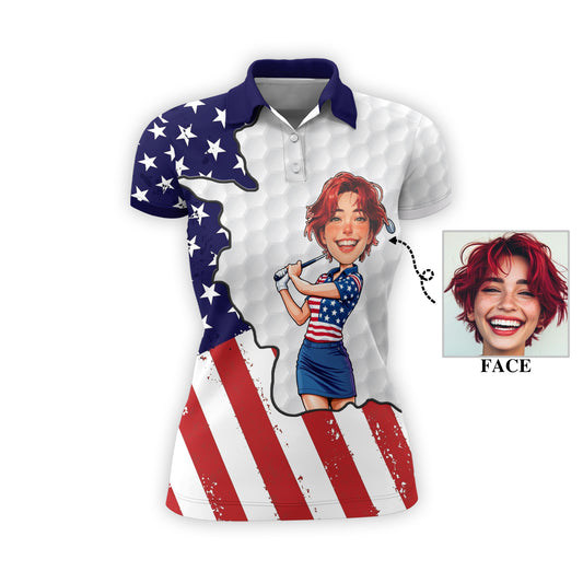 Personalized Face Polo for Women, Custom Women’s Golf Polo Shirt – The Ultimate Personalized Gift for Mother's Day & Father's Day 2025 Style 1