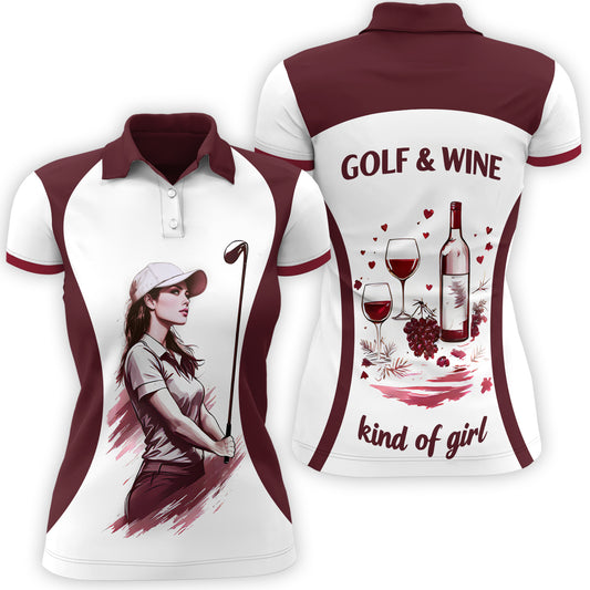Golf & Wine Kind of Girl Women's Polo Shirt - Stylish Golf Apparel for Women Style 6