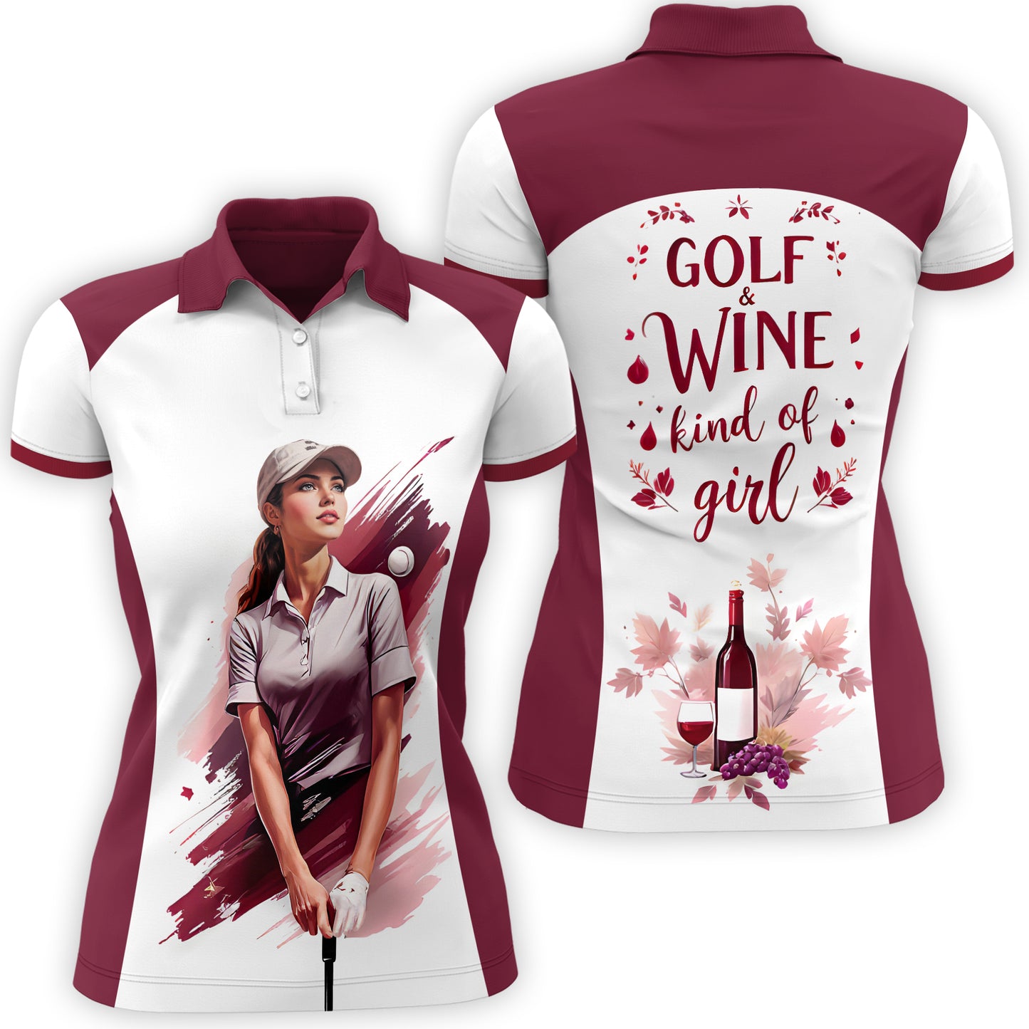 Golf & Wine Kind of Girl Women's Polo Shirt - Stylish Golf Apparel for Women Style 5